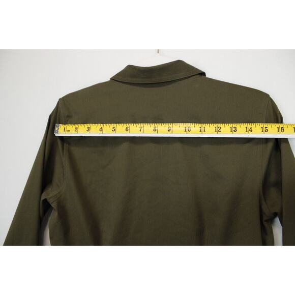 Chico's No Iron Chic Stretch Button Front Top Women 4 Long Sleeve Collared Olive - Picture 8 of 14
